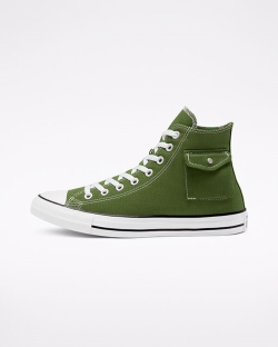 Converse Side Pocket Chuck Taylor All Star Férfi Magasszárú Zöld/Fehér | HXERQSG-HU